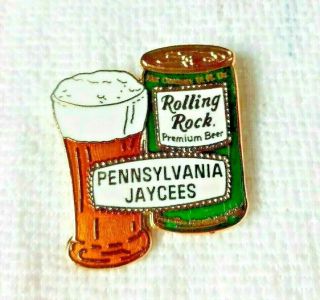 Vintage Pennsylvania Jaycee Pin Rolling Rock Beer Enameled Lapel Pin 1970 