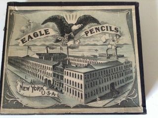 Vintage Eagle Pencils Box Paper Cover York Great Litho Very Old Orig.