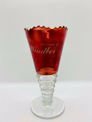 Eapg Ruby Red Souvenir Pitcher,  Mug,  Cup “souvenir Windber Pa” Pennsylvania