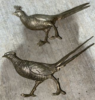 Vintage Set Of Brass Pheasants Made In Italy