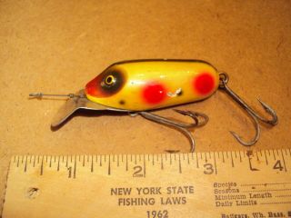 Vintage South Bend Dive - Oreno Fishing Lure Yellow /red Dots