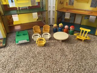 Vintage Little People Fisher Price Yellow House & Accessories