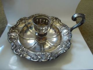 Vintage Towle 7 " Candle Holder W/ Handle Silver Plate Chamber Stick
