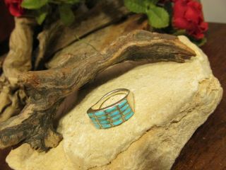 Vintage Navajo Sterling Silver 925 Blue Turquoise Ring Size 9.  75 - 10 Sz,  5.  2g