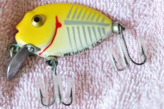 VINTAGE HEDDON TINY PUNKIN SEED Yellow Shore FISHING LURE 3