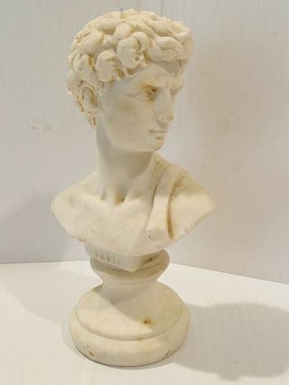 Vintage Miniature Bust Sculpture Of David Marble Alabaster Stone Lobeco Italy