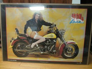 Vintage Fxr - 1340 Custom Harley Davidson Car Garage Poster Man Cave Hot Girl 265
