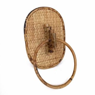 Vintage Wicker Rattan Bamboo Ring Hand Towel Holder Rack Wall Mount