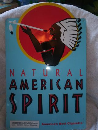 Vintage Natural American Spirit Cigarette Metal Advertising Sign 19 X 12