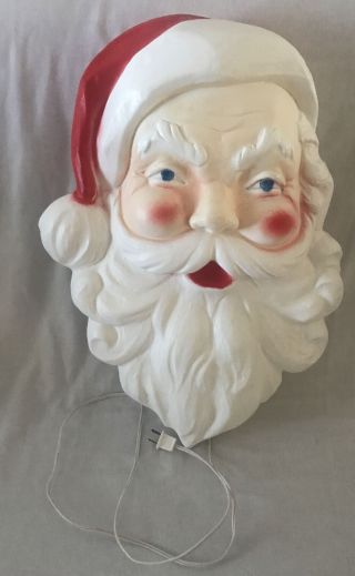Santa Head Face Outdoor Lighted Vintage Christmas Blow Mold 22 " Union Products