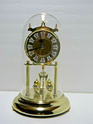 Vintage Elgin Anniversary Quartz Clock Glass Dome Made In Japan