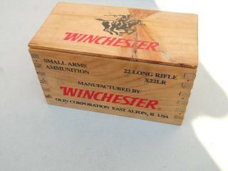 Vintage Winchester 22 Long 500 Round Wooden Ammo Box Slide Top 6 1/2 " Long