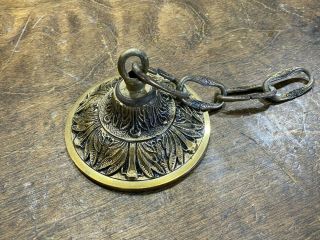 Vintage Ornate Brass Ceiling Canopy Plate For Light Fixture W Chain