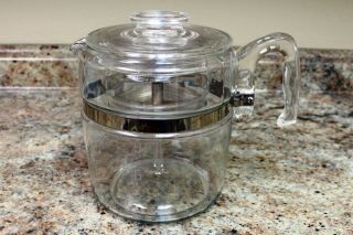 Vintage Pyrex Flameware 7759 - B 9 Cup Coffee Percolator W/ 7759 - C Lid And Insert