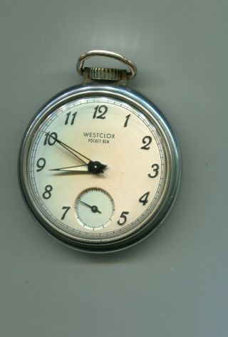 Westclox Pocket Ben Mechanical Wind Up Vintage Pocket Watch