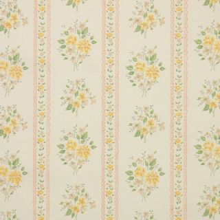 1960s Vintage Wallpaper Retro Floral Yellow Flowers In Stripes