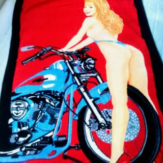 Gift For Men Pin - Up Lady Soft Thick Beach Towel Bath Towel Motoshow Vintage