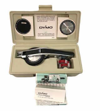 Vintage Dymo 1550 " 1500 Series " Tapewriter Chrome Label Maker In Hard Case