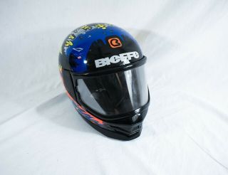 Vintage Bieffe Motorcycle Helmet Multi Color Size Large 60 Gr 1280 Made In Italy