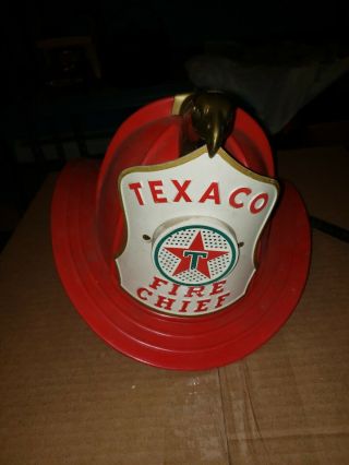 Vintage Texaco Fire Chief Hat Gas Service Station Helmet W/speaker Chin Strap