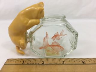 Vtg Avon Perfume Bottle Plastic Cat On Glass Fish Bowl Empty
