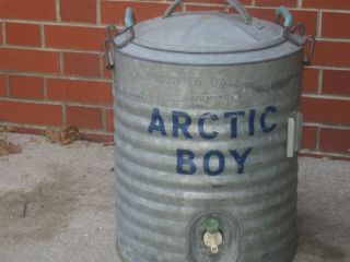 Vintage Arctic Boy 5 Gallon Galvanized Water Cooler Stainless Steel Liner