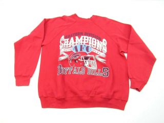 Vintage Tultex Buffalo Bills 1991 Afc Champions Sweatshirt Large Red Logo 7