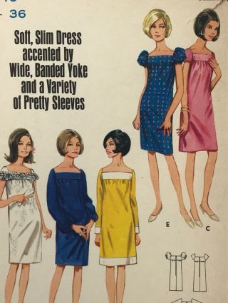 1960s Butterick Vintage Sewing Pattern 4232 Dress Bust 36 Factory Folded