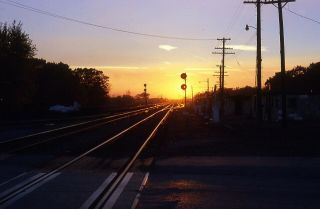 Elgin Joliet & Eastern Ej&e Sunset On The Griffith Main Line 1978 Slide