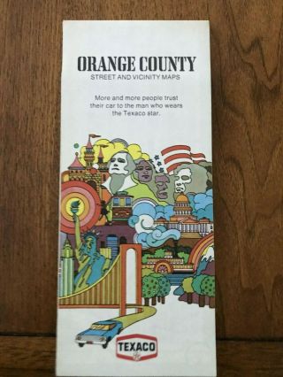 1971 Texaco Oil Company Road Map Of Orange County,  California