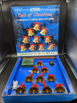 Vintage Mr Christmas 10 Brass Bells Of Christmas Lighted Musical Plays 15 Songs
