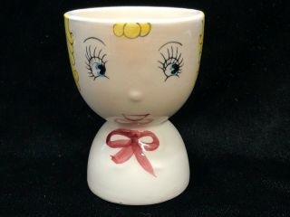 Vintage Porcelain Double Egg Cup Hand Painted Little Girl Face