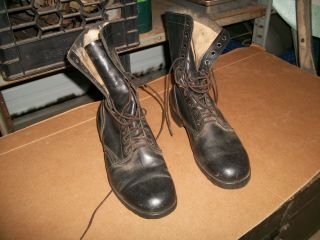 Vintage Ro Search Military Black Leather Combat Boots Mens 10w Us