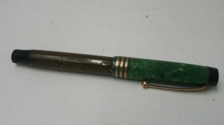 Vintage Parker Lady Duofold " Lucky Curve " Fountain Pen Marble Green 1925 Pat L1