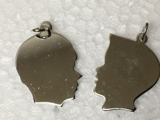 Vintage Sterling Charms,  Cutout Of Boy And Girl Profile