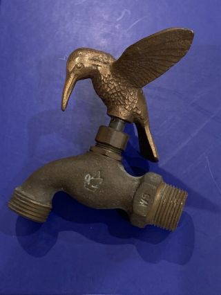 Vintage Brass Hummingbird Water Spigot Faucet Home Decor Outdoor Pre - Owned