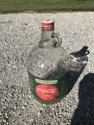Coke Coca - Cola Glass 1 Gallon Syrup Bottle Duraglas Vintage Paper Label W/ Cap