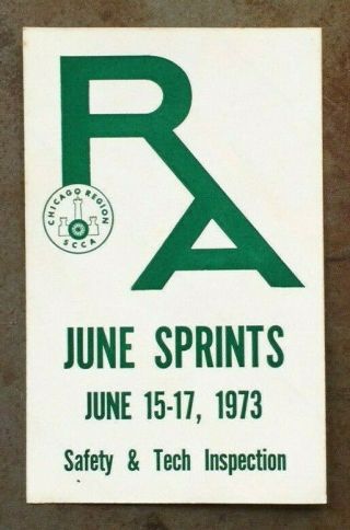 Vintage Chicago Scca Road America June Sprints 1973 Safety Tech Sticker