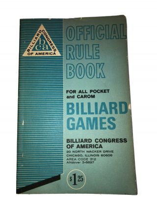 Vintage 1965 Booklet Official Rule Book Billiard Games Bca