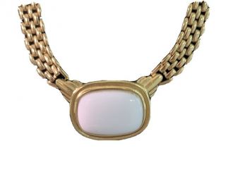 Vintage Trifari Gold Tone White Necklace 17”