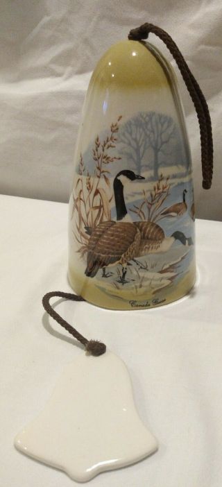 Vintage Ceramic Bell Wind Chime " Canadian Geese " Animal Duck Pond Theme 7 "