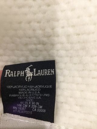 Ralph Lauren Vtg USA Waffle Weave Thermal Blanket Satin Trim 90 