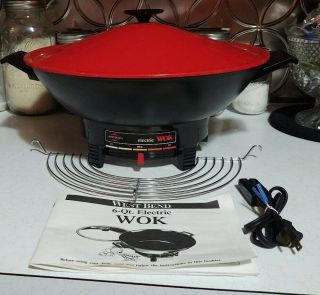 Vintage West Bend Electric Wok Skillet 6 - Quart 79525 Rack Instructions Recipes