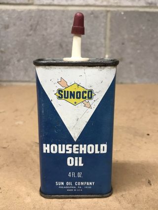 Vintage Sunoco Household Handy Oil Oiler With Gas Pump Graphic (empty)