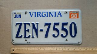 License Plate,  Virginia,  1998,  Passenger,  Zen - 7550
