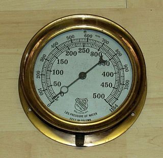 Vintage Ashcroft York Brass Bronze Steam Pressure Gauge Reg Us Pat 70434006