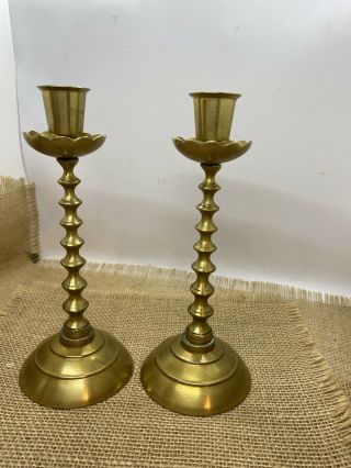 Vintage Solid Brass 8.  0?inch Tall Candle Stick Holder Candleholder
