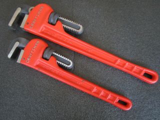 Vintage Craftsman 14 " & 18 " Pipe Wrench Heavy Duty Steel 51652 51653 Made In Usa