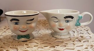 Vintage Bailey’s Irish Coffee Mrs/mr Yum Winking Eye Face Coffee Cup/creamer