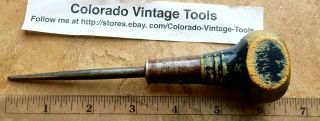Stanley " Hurwood " No.  7a Wood Handle Awl - Hole Starter / Vintage Hand Tool